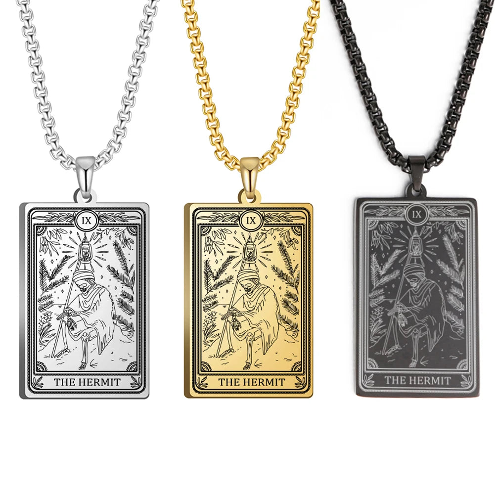 Dawapara Skeleton Tarot Necklace Amulet Marigold Tarot Card Major Arcana Necklaces Halloween Gift Stainless Steel Jewelry