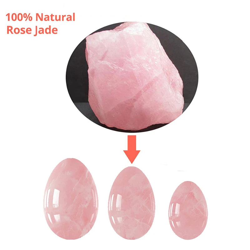 3PC Jade Stone Yoni Egg Set Natural Rose Quartz Vaginal Massage Eggs Ball Repair Vaginal Tightening Kegel Muscle Exercise Care