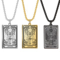 Dawapara Skeleton Tarot Necklace Amulet Marigold Tarot Card Major Arcana Necklaces Halloween Gift Stainless Steel Jewelry