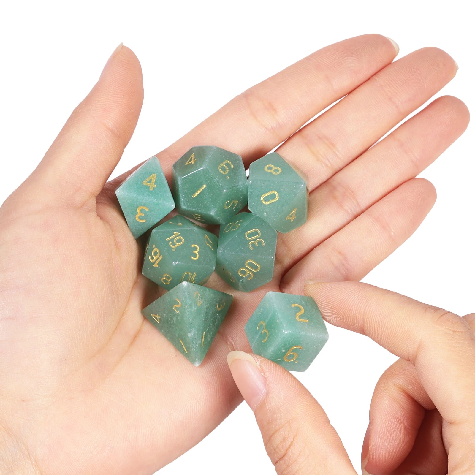 TUMBEELLUWA 7Pcs/Set Natural Crystal Stone Polyhedral DND Dice Set For RPG MTG Table Games Home Decoration