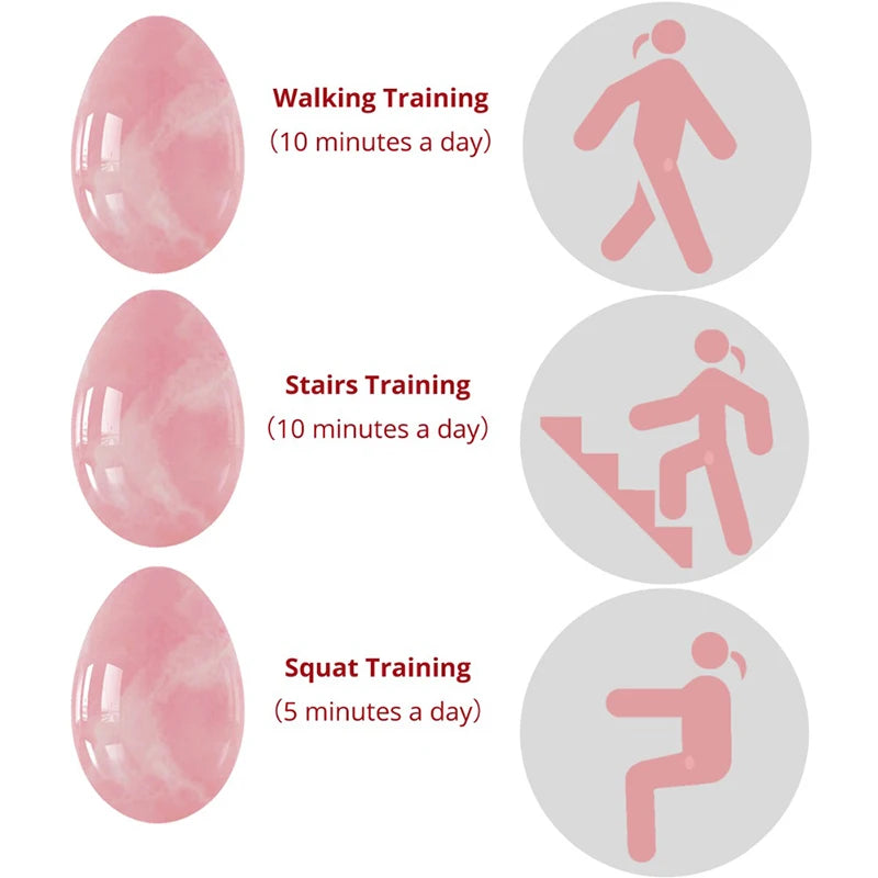 3PC Jade Stone Yoni Egg Set Natural Rose Quartz Vaginal Massage Eggs Ball Repair Vaginal Tightening Kegel Muscle Exercise Care