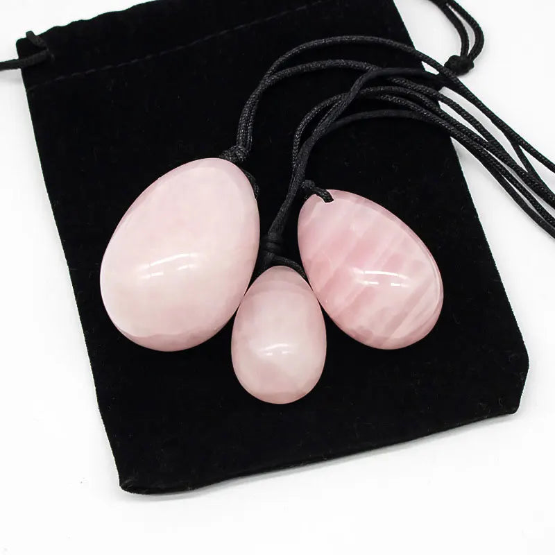 3PC Jade Stone Yoni Egg Set Natural Rose Quartz Vaginal Massage Eggs Ball Repair Vaginal Tightening Kegel Muscle Exercise Care