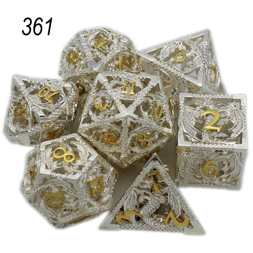 Flying Dragon Polyhedral Dice Set for Role Playing GamePathfinder, Hollow Metal Dice, D & D Dice, 7 PCs, New, 2022