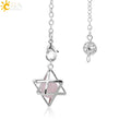 CSJA Reiki Natural Stone Merkaba Pendulum for Wicca Drowsing Hexagram Pendule Round Crystal Quartz Beads Pendants Jewellery F975