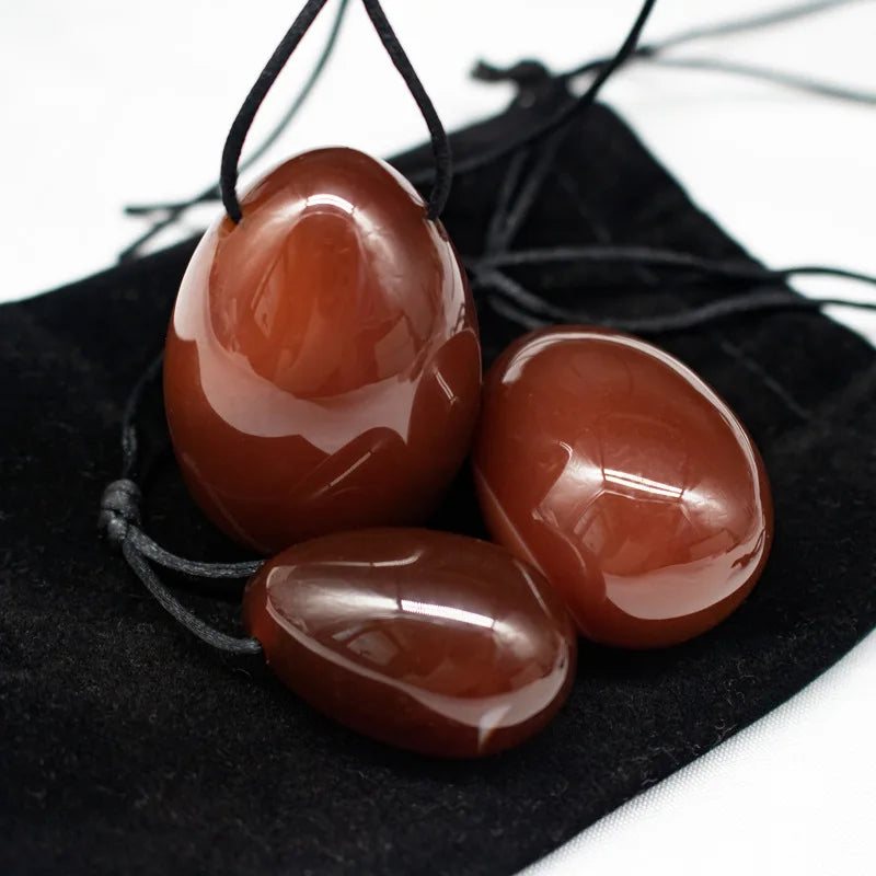 3PC Jade Stone Yoni Egg Set Natural Rose Quartz Vaginal Massage Eggs Ball Repair Vaginal Tightening Kegel Muscle Exercise Care