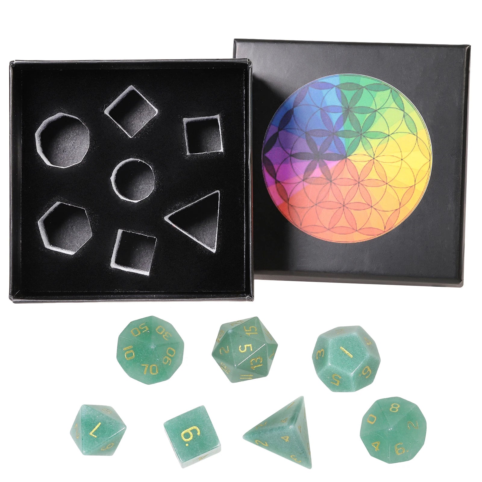 TUMBEELLUWA 7Pcs/Set Natural Crystal Stone Polyhedral DND Dice Set For RPG MTG Table Games Home Decoration