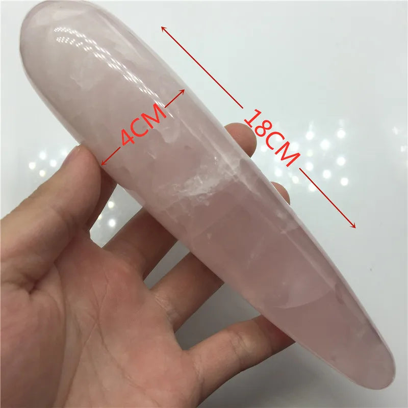 18cm Natural Quartz Crystal Massage Wand Rose Quartz Massage Wand Large Healing Crystal Stone Yoni Massage Stick As Women Gift