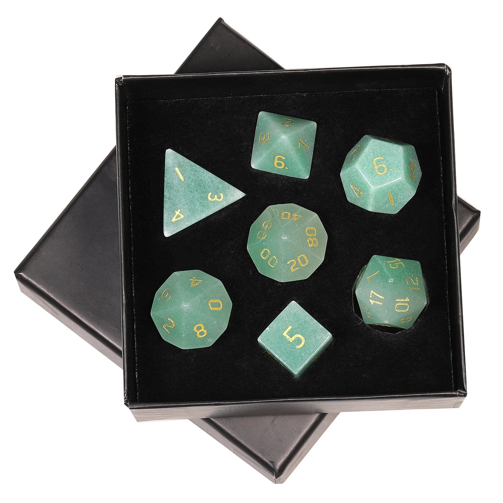 TUMBEELLUWA 7Pcs/Set Natural Crystal Stone Polyhedral DND Dice Set For RPG MTG Table Games Home Decoration
