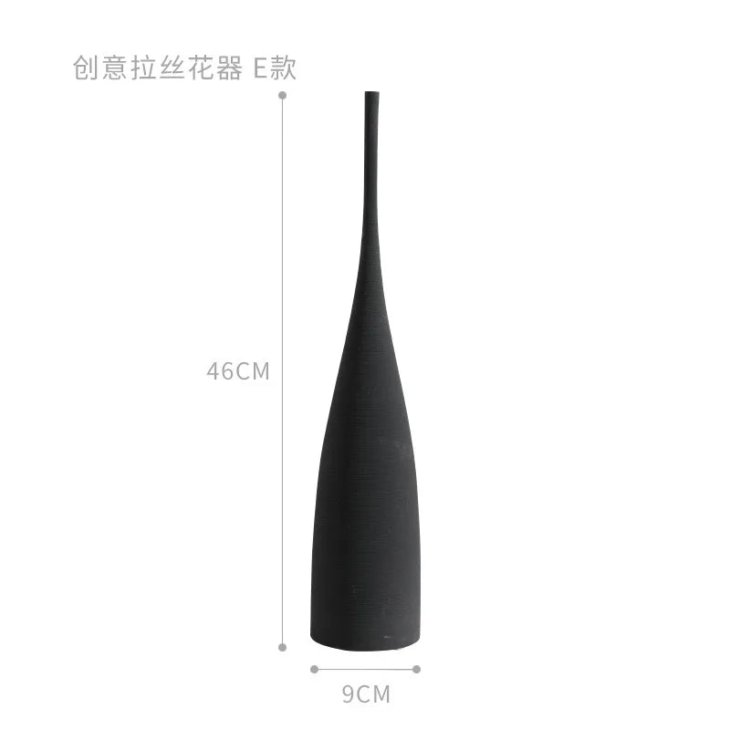 Handmade Ceramic Art Vase Pot Cabinet Table Decor Home Ornament Simple Modern Luxury Nordic Living Dining Bed Room Hall Black