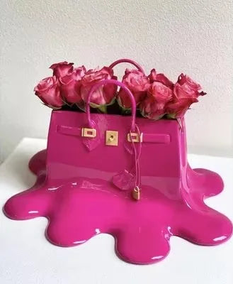 Nordic Large Resin Flowers Vase Bag Home Decor aesthetic room decor Wedding desk Ornament Living Room big Bag Vase Luxury