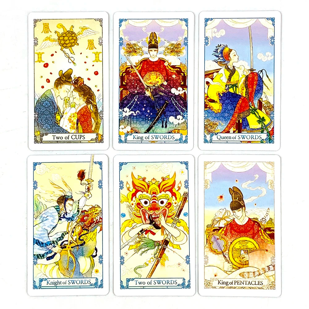 Retro Tarot Cards A 78PCS Chinese-style Tarot Deck Classic Design For Beginners & Pros, Divination, Meditation Party Game