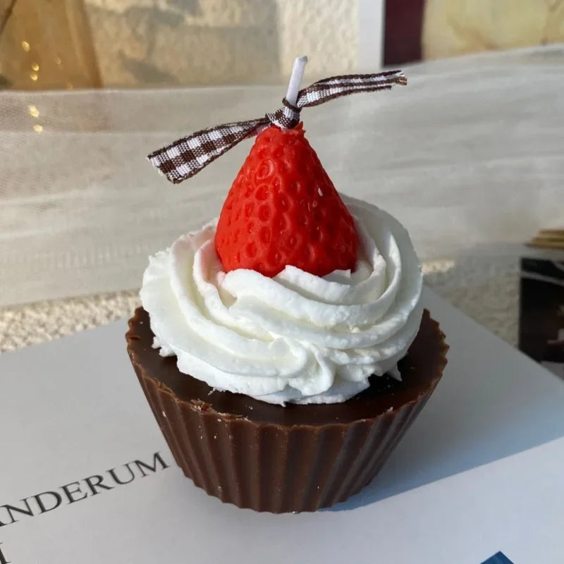 Simulated cream cake candles Strawberry chocolate cherry macaron scented candle lovely birthday gift velas navideñas decorativas