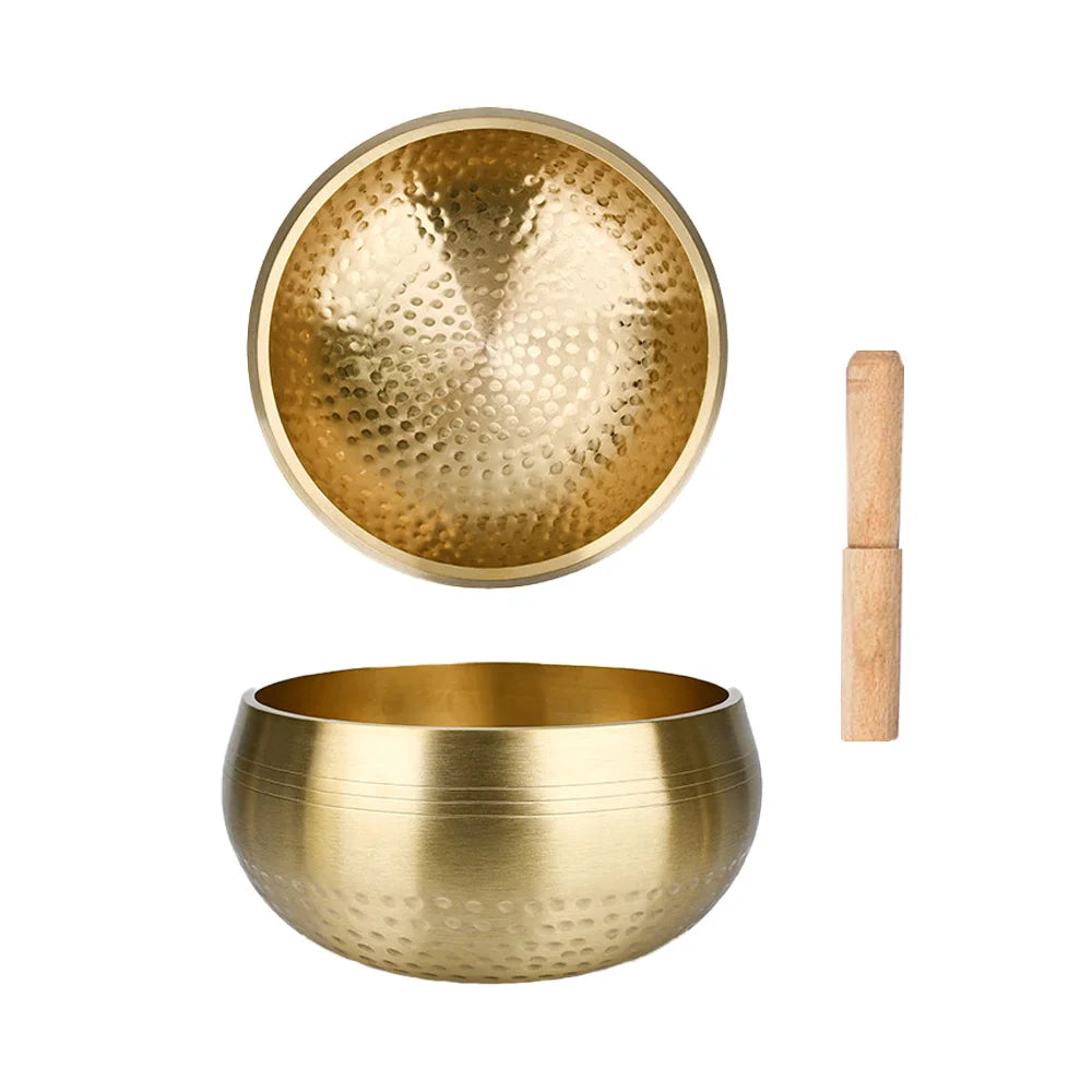 Tibetan Sound Therapy Singing Bowl Handmade Brass Sing Bowl Yoga Meditation Buddha Sound Bell Healing Stress Relief Instrument