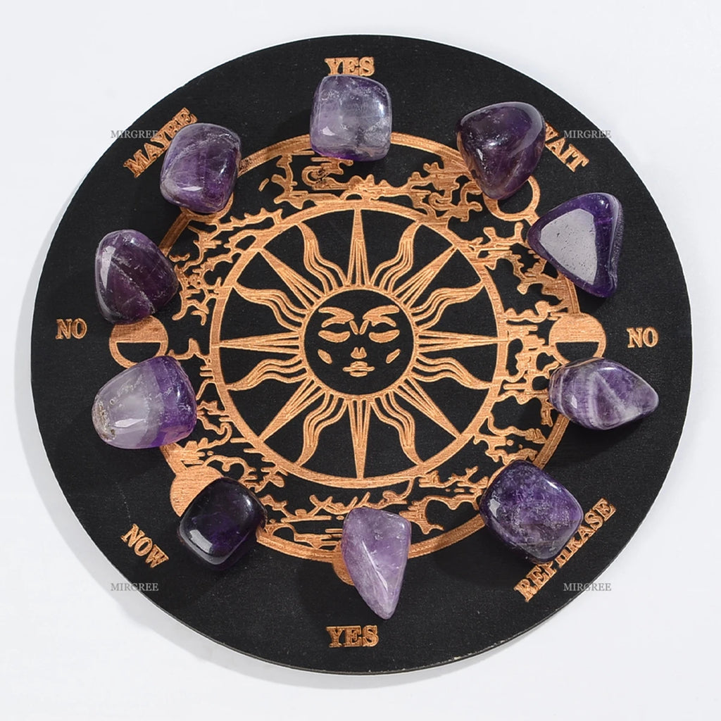 9/12pcs Amethyst and Crystal Pendulum Set with Divination Board - Perfect for Meditation and Divination