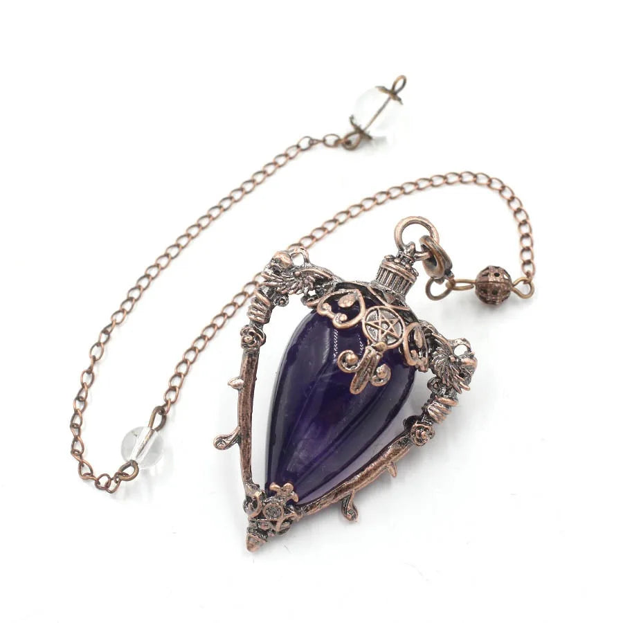 Big Natural Stone Pendant Crystal Pendulums Divination Black Obsidian Amethysts Lapis Pink Quartz  Reiki Spiritual Pendulo X210