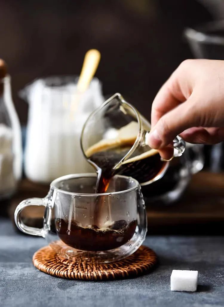 100/200ml Double Walled Glass Coffee Cup Set Clear Espresso Cups With Handle Heat-resisting Glass Cup For Milk Latte Tea