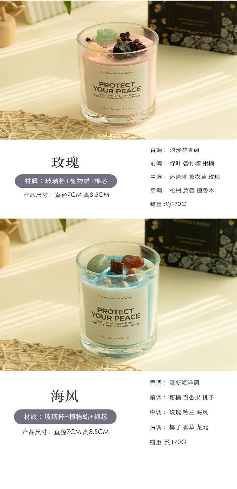 1 pc Crystal-Cut Glass Candle Romantic Soy Wax Scented Gift for Birthday & Home Decor, Luxury Guest Present
