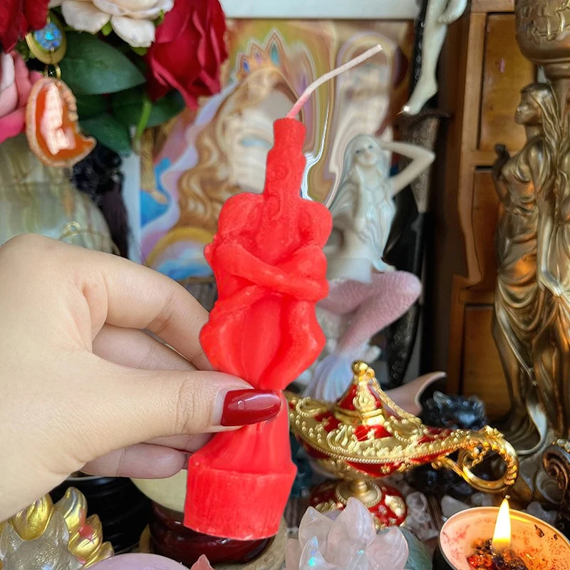 1PCS Buddha Ritual Candle Esoteric Candles Couple Lover Wish Pray Candles Red Color Male Female for Religious