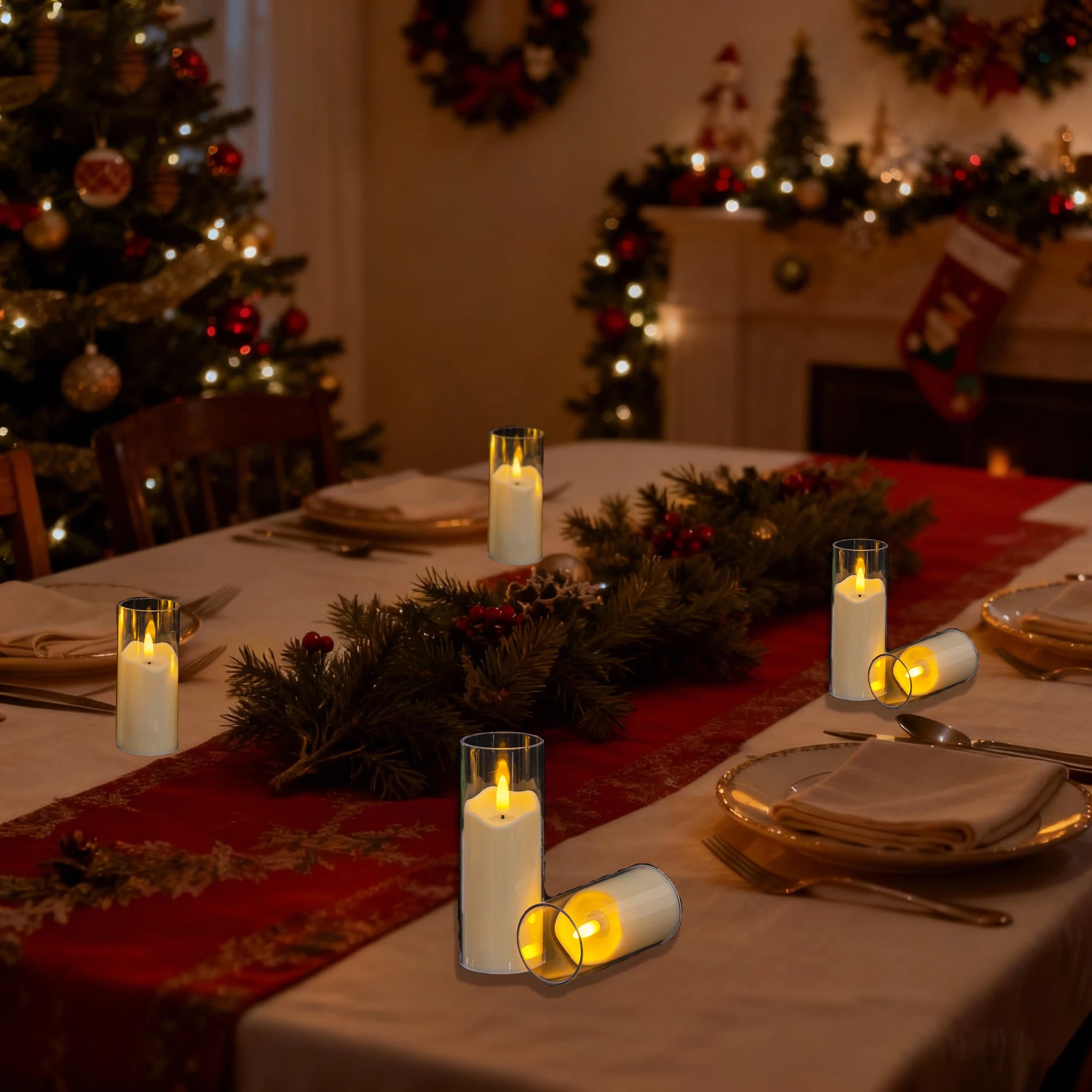 6-180PCS  Led Flameless Artificial Candles Acrylic Cup Led Candles Battery Operated Candle for Wedding Concert Activities Decor