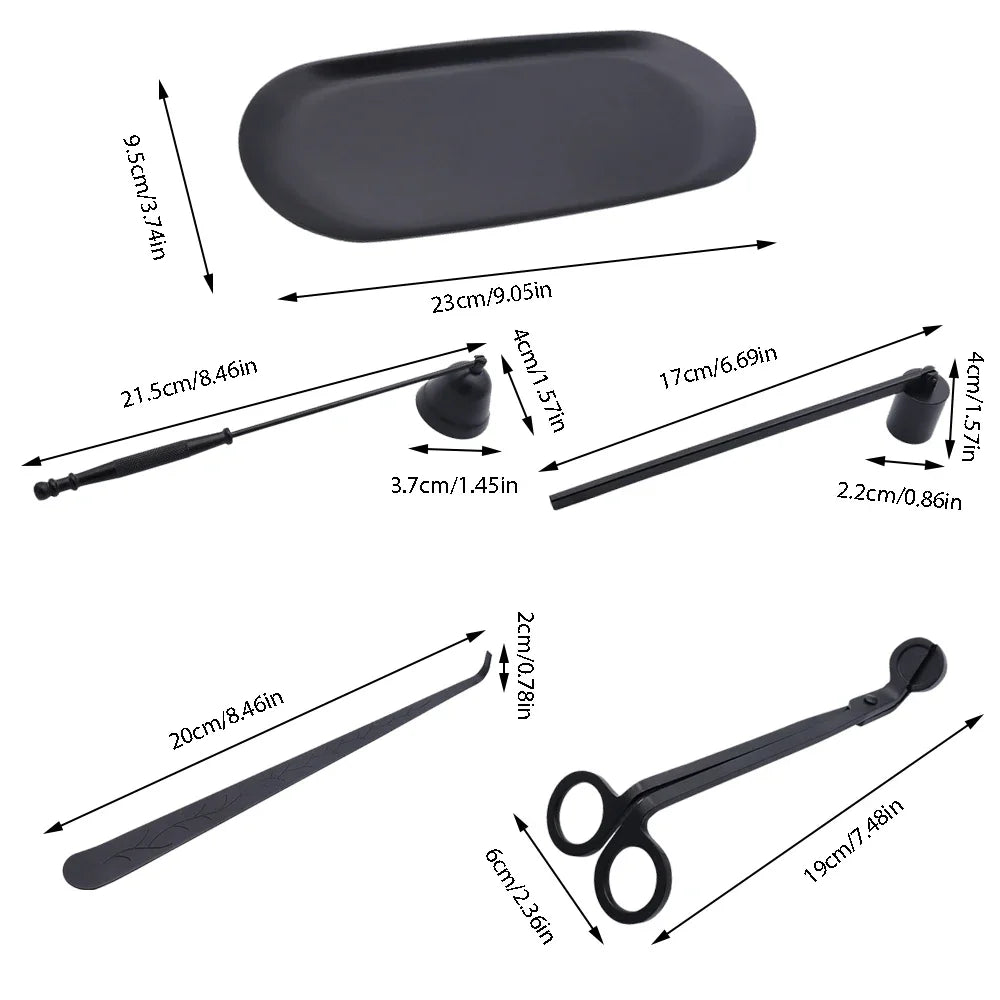5-1 Candle Care Kit Stainless Steel Candle Wick Trimmer Snuffer Candle Differ Tray Scented Accessories Home Tools DIY Gifts