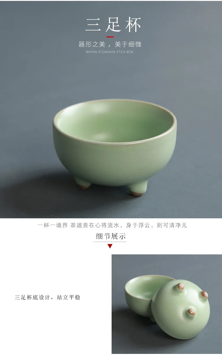 Creative Business Gift Ceramic Tea Set Teaware Geyao Ru Kiln A Pot of Six Cups of Tea Cups with Hand Gift Box Japanese TeaSet