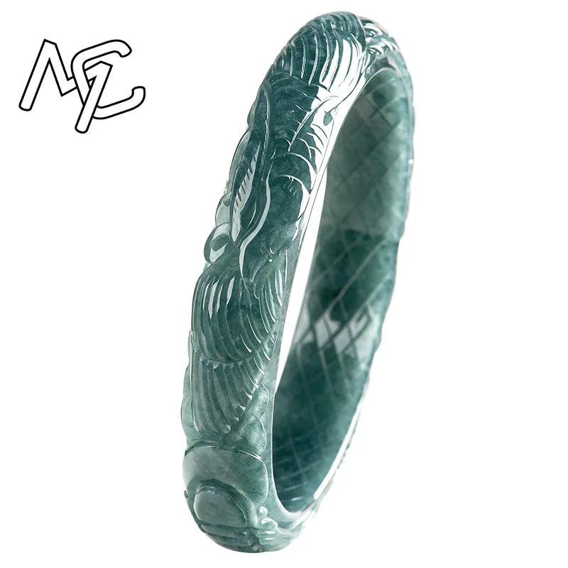 Natural Burmese A Emerald Jade Blue Water Phoenix Bangle Amulets Charm Fashion Jewelry Gifts Certificate Men Women