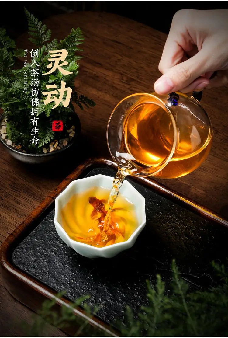 Creative Celadon Teacups Handmade Koi Tea Bowls Chinese Kung Fu Tea Set Master Cup Household Retro Tasting Mug Teaware Drinkware