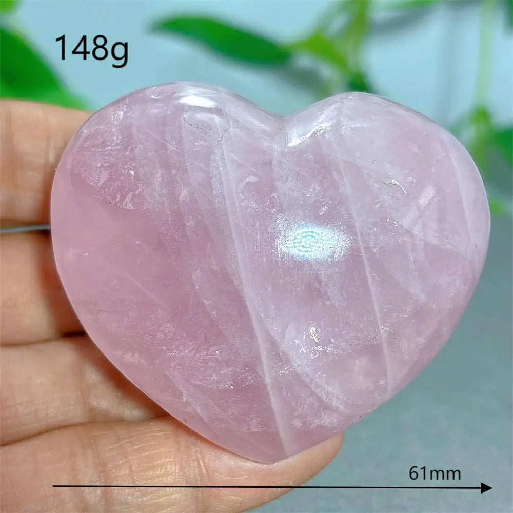Rose Quartz Heart Crystal Natural Stone Quartz Stone Minerals Home Decoration Reiki Craft Gifts Energy Healing Luck Love