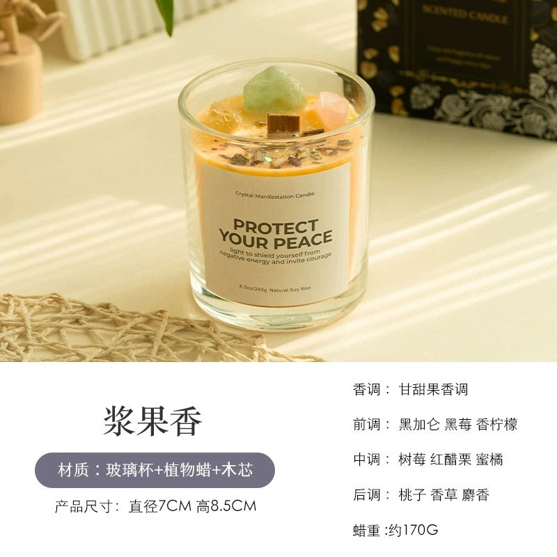 1 pc Crystal-Cut Glass Candle Romantic Soy Wax Scented Gift for Birthday & Home Decor, Luxury Guest Present