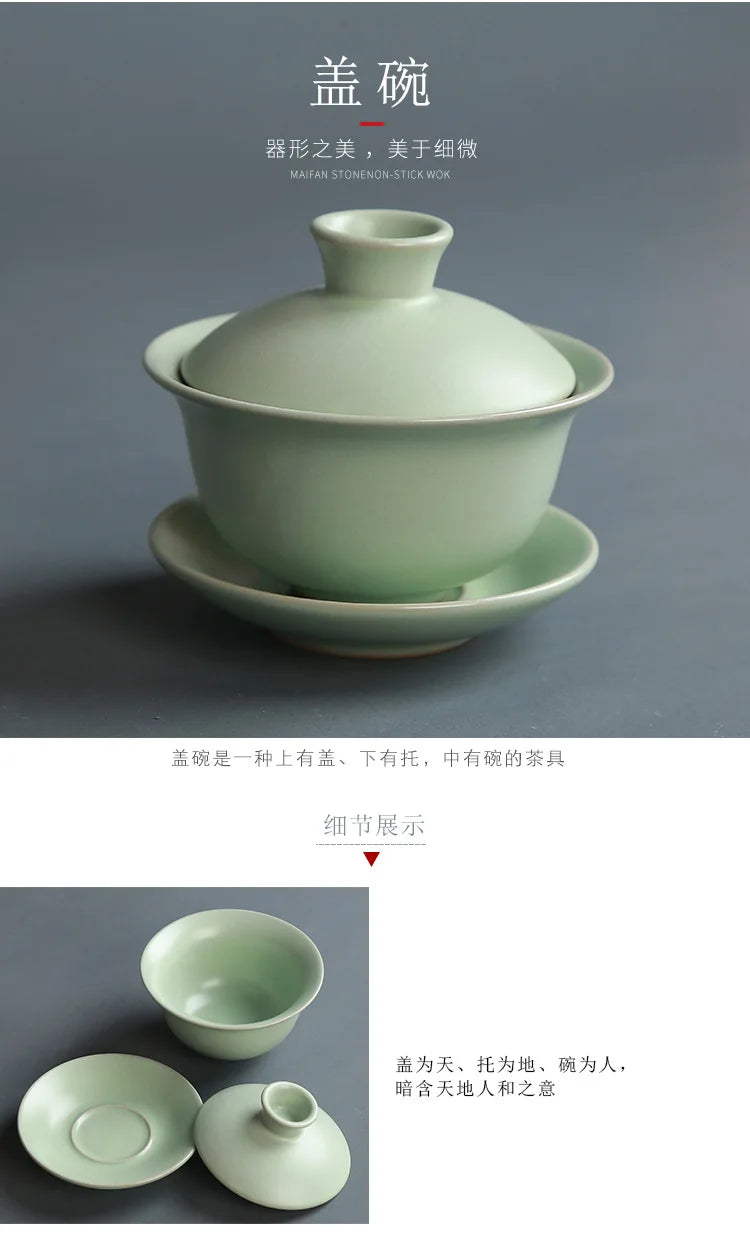 Creative Business Gift Ceramic Tea Set Teaware Geyao Ru Kiln A Pot of Six Cups of Tea Cups with Hand Gift Box Japanese TeaSet
