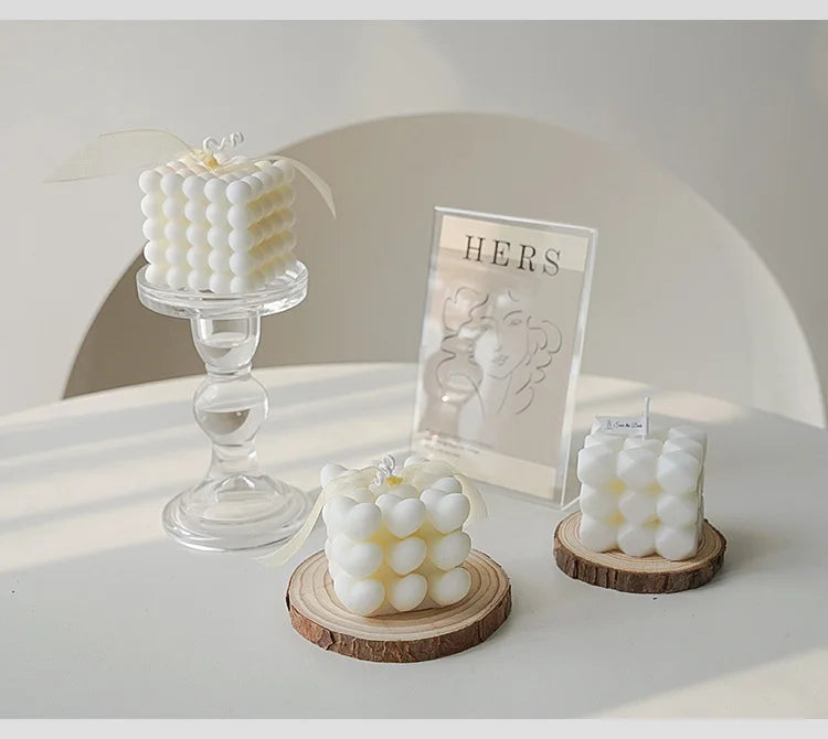 3D Bubble Cube Scented Candle Home Decoration Handmade Candles Wedding Birthday Candles Room Decor Props for Photos  Ins Style