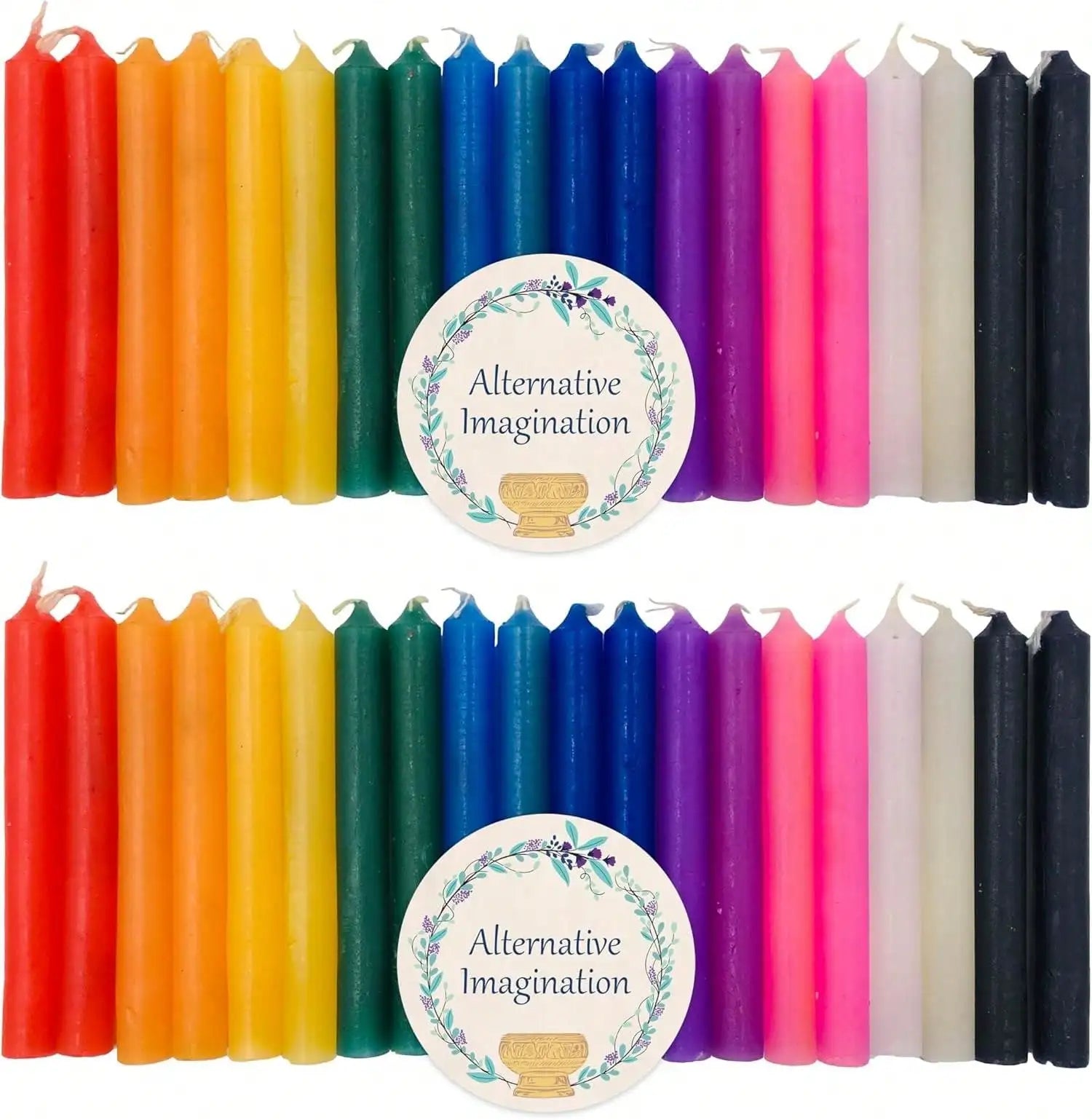 Alternative Imagination 20-Pack 4" Unscented Colored Taper Candles for Altar & Decor