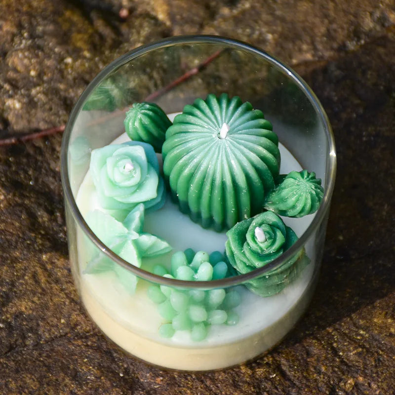 Succulent Cactus Candle | Aromatherapy Succulent Candle | Cactus Shaped Candle | Succulent Decor Candle | Green Cactus Candle |