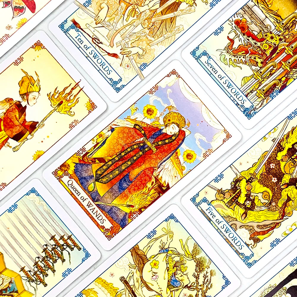 Retro Tarot Cards A 78PCS Chinese-style Tarot Deck Classic Design For Beginners & Pros, Divination, Meditation Party Game