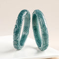 Natural Burmese A Emerald Jade Blue Water Phoenix Bangle Amulets Charm Fashion Jewelry Gifts Certificate Men Women