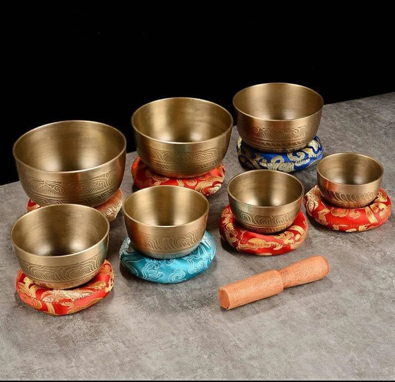 Nepal Singing Bowl Handmade Tibetan Bowls 7 Chakras Original Sound Healing Meditation Massage Yoga Accessories Set Decorative