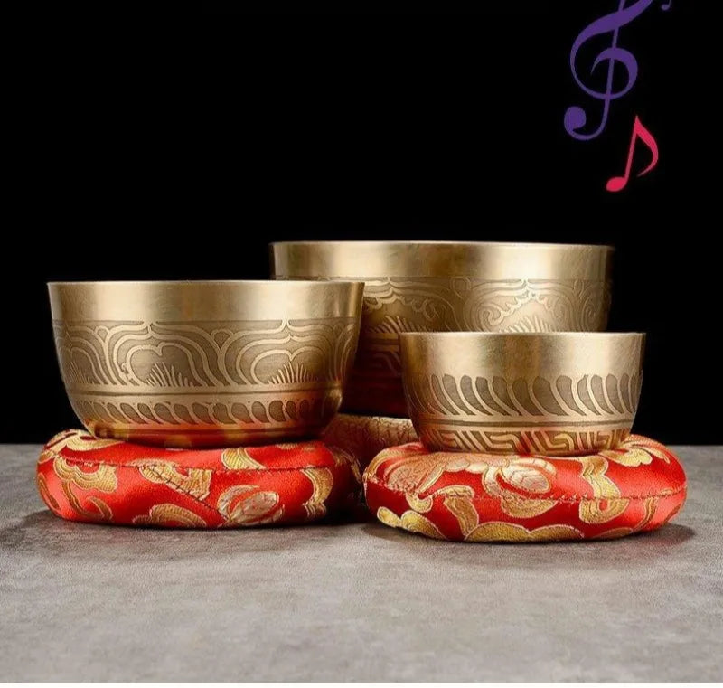 Nepal Singing Bowl Handmade Tibetan Bowls 7 Chakras Original Sound Healing Meditation Massage Yoga Accessories Set Decorative