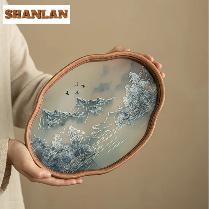 Blue And White Landscape Handmade Ceramic Sancai Tea Set Complete Set Zen Tea Ceremony Set Teapot And Tea Cup Set Tea Services