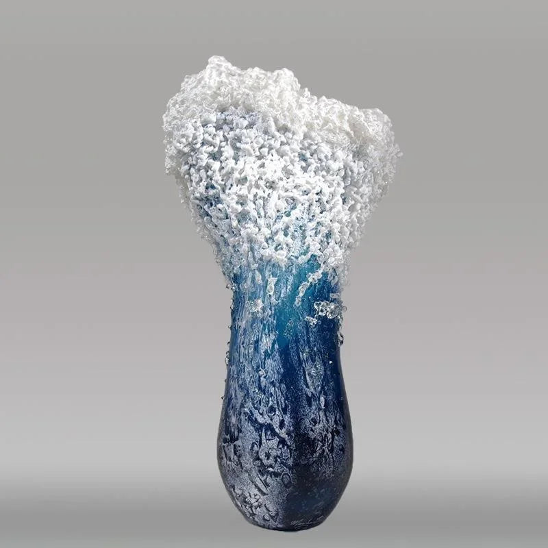 2025 New Wave Vase Handmade Artwork Modern Minimalist Ocean Blue Home Decoration