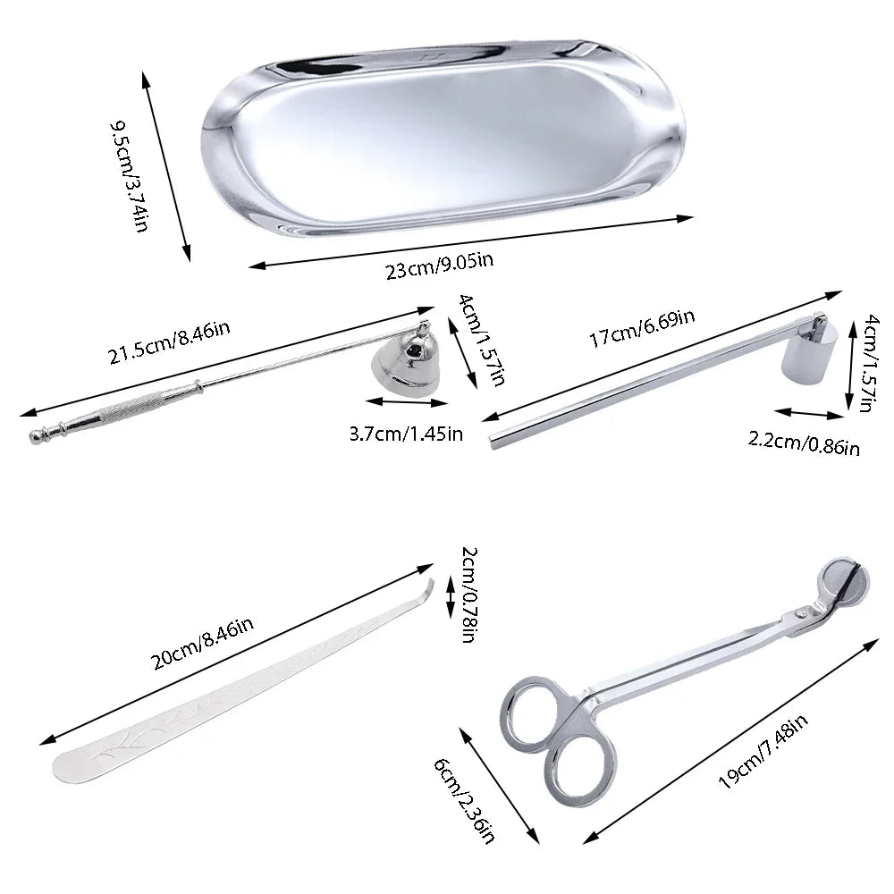 5-1 Candle Care Kit Stainless Steel Candle Wick Trimmer Snuffer Candle Differ Tray Scented Accessories Home Tools DIY Gifts