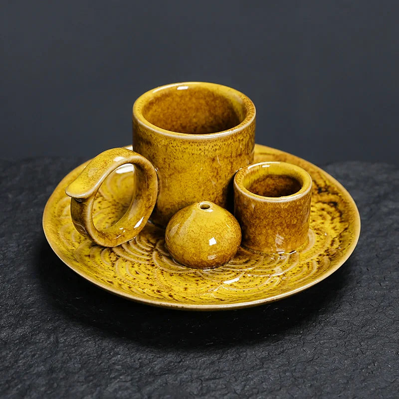 4 in 1 Incense Burner, Sage Palo Santo Holder, Incense Stick Holder Candles Holder Ceramic Censer for Meditation Living Room