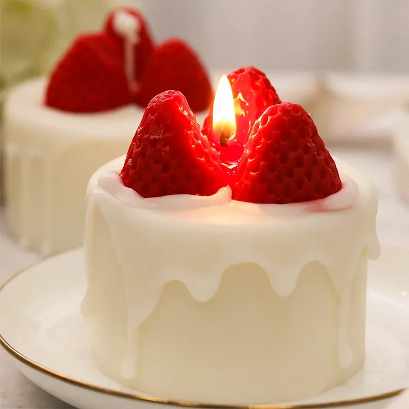 Simulated cream cake candles Strawberry chocolate cherry macaron scented candle lovely birthday gift velas navideñas decorativas