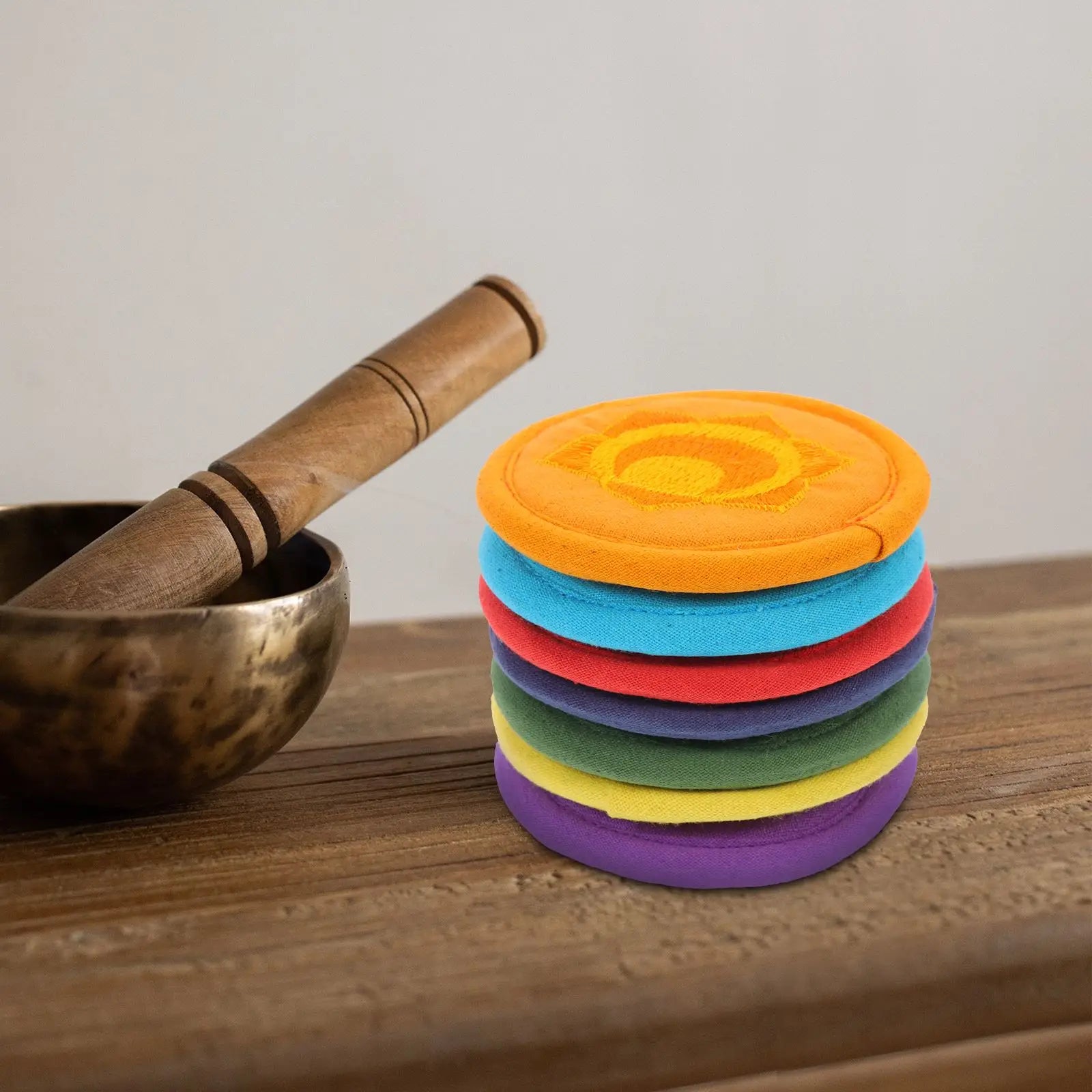 7pcs Embroidered Buddhist Sound Bowl Cushion Pad Tibetan Singing Bowl Holder Pad Singing Bowl Holder Cushion Buddhist Supply