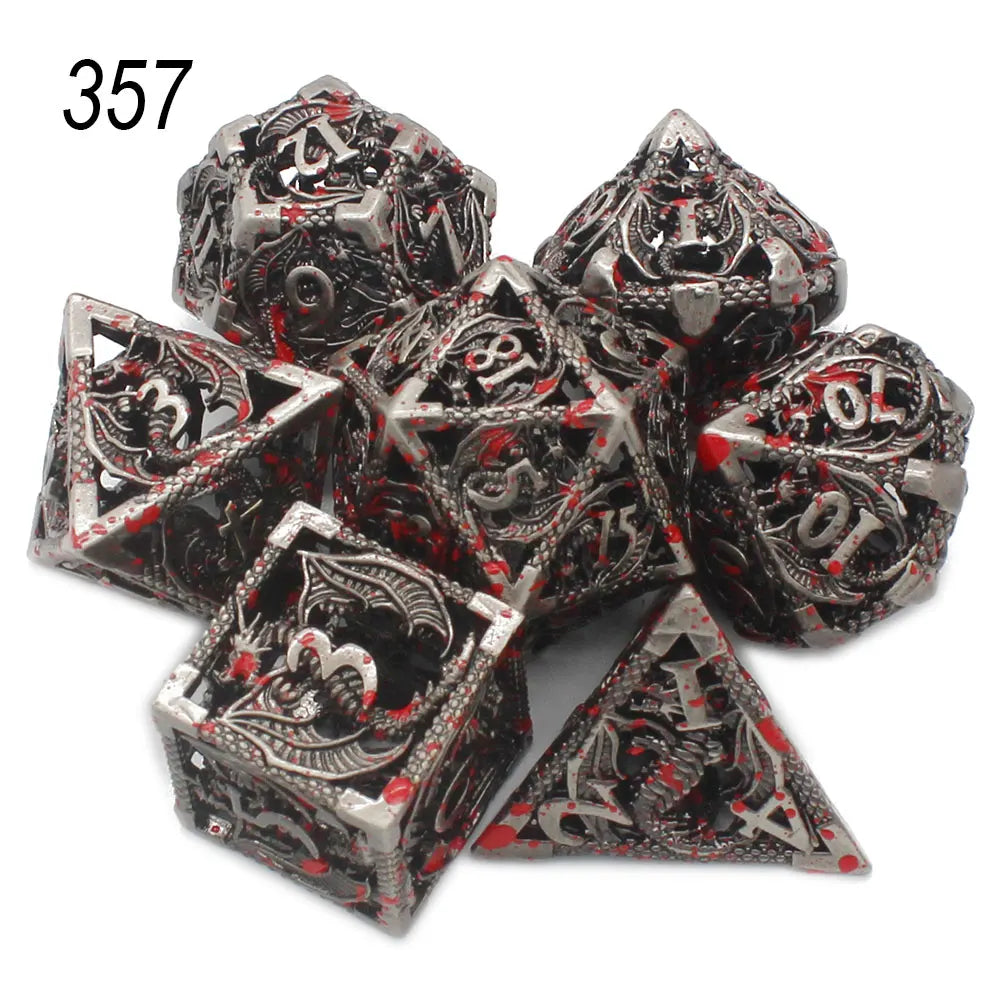 Flying Dragon Polyhedral Dice Set for Role Playing GamePathfinder, Hollow Metal Dice, D & D Dice, 7 PCs, New, 2022