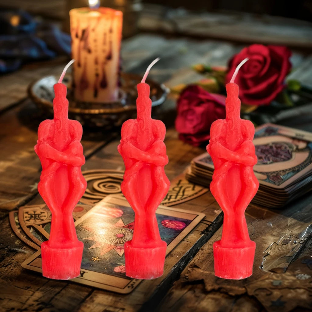 1PCS Buddha Ritual Candle Esoteric Candles Couple Lover Wish Pray Candles Red Color Male Female for Religious
