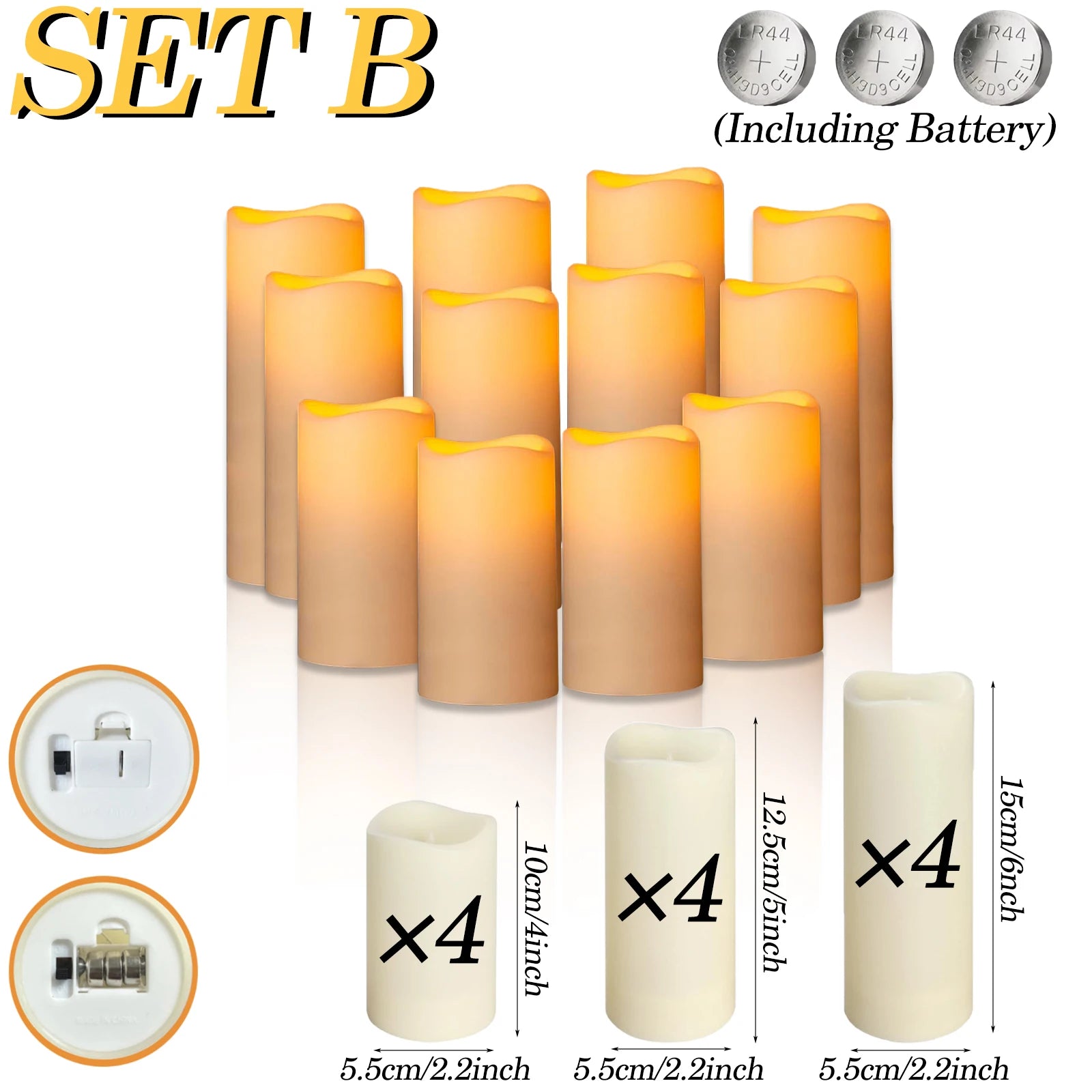 180-9Pcs Artificial Candles LED Flameless Candles for Wedding Led Candle Pillar Candles Flickering Candle for Decorative Concert