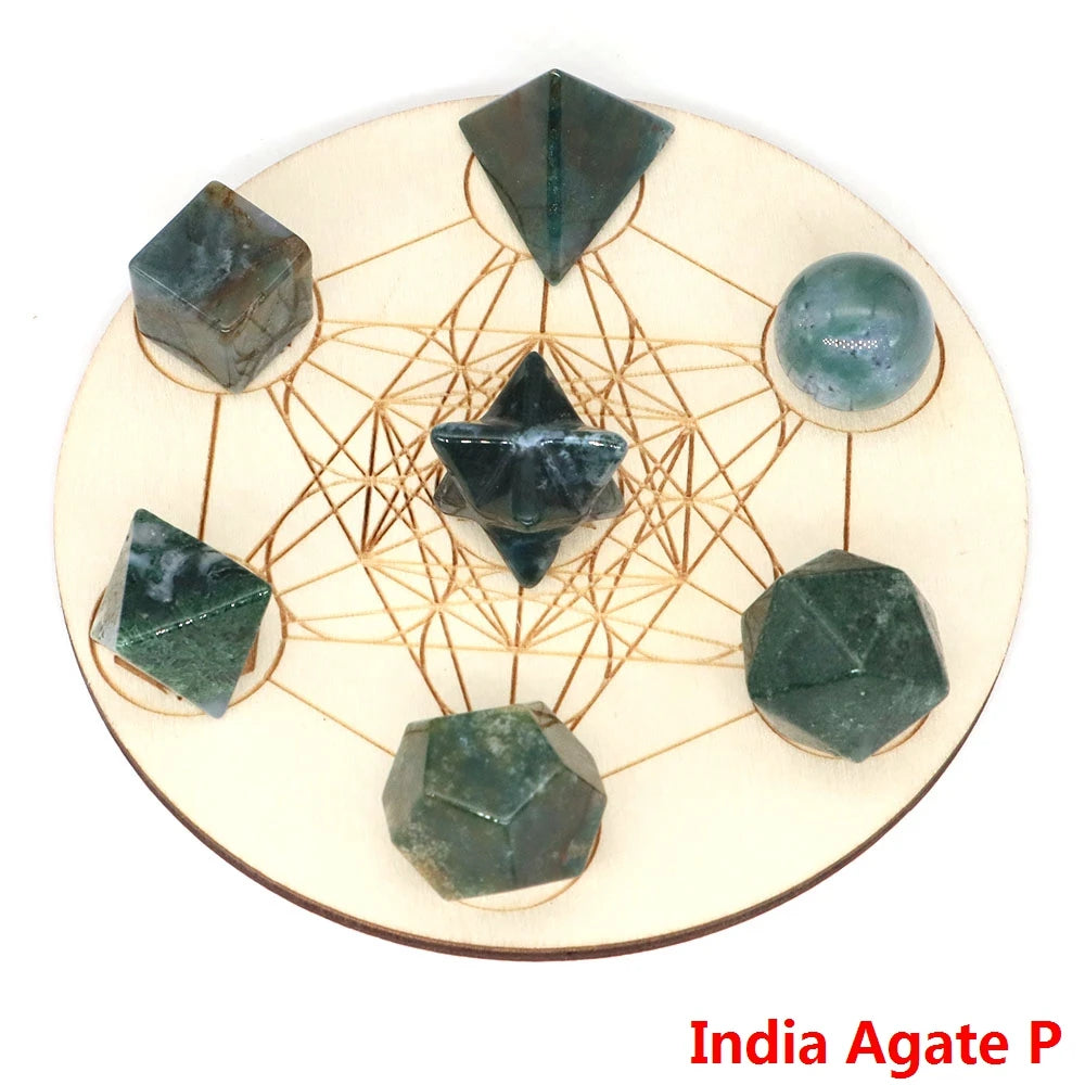 7Pcs/Set Platonic Crystal Solid Geometry Stone for Reiki Healing Chakra Gemstone Balancing Lucky Geometric Polyhedron Home Decor