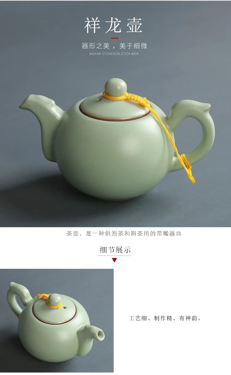 Creative Business Gift Ceramic Tea Set Teaware Geyao Ru Kiln A Pot of Six Cups of Tea Cups with Hand Gift Box Japanese TeaSet
