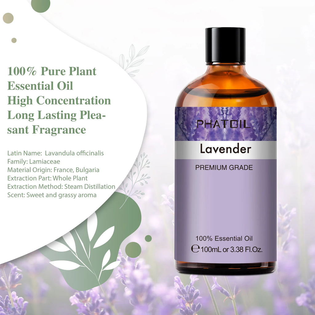 100ML Lavender Pure Natural Rose Essential Oils Humidifier Diffuser Vanilla Peppermint Cloves Tea Tree Ylang Lemon Aroma Oil