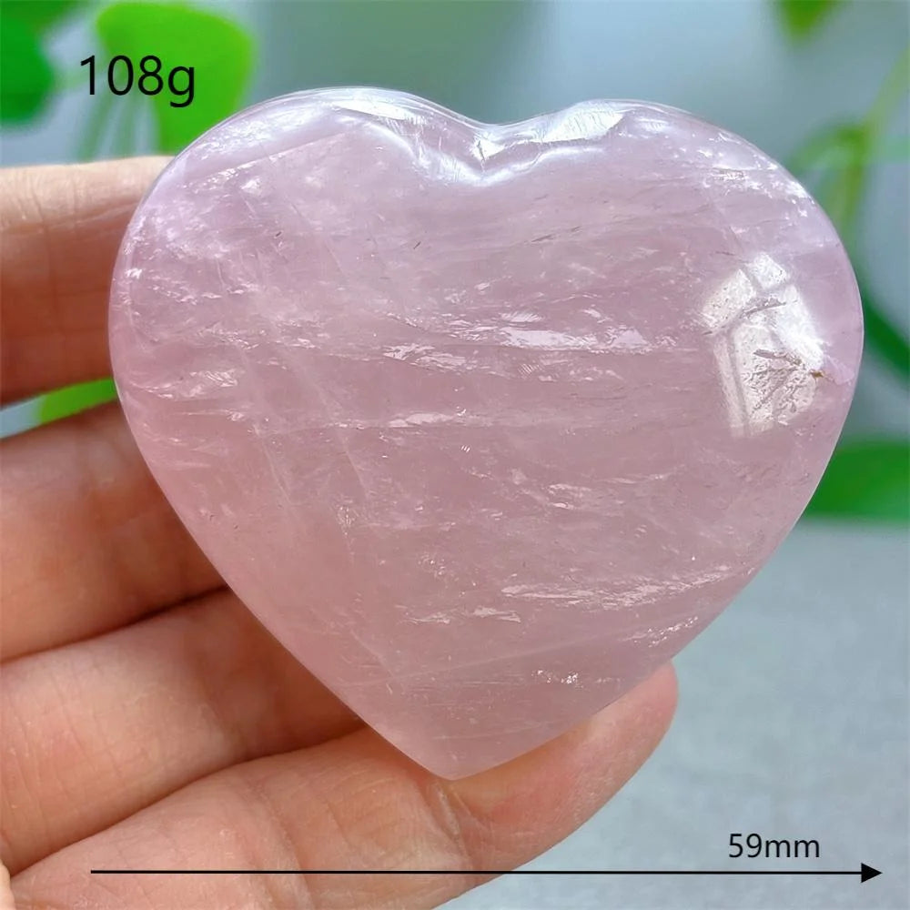 Rose Quartz Heart Crystal Natural Stone Quartz Stone Minerals Home Decoration Reiki Craft Gifts Energy Healing Luck Love